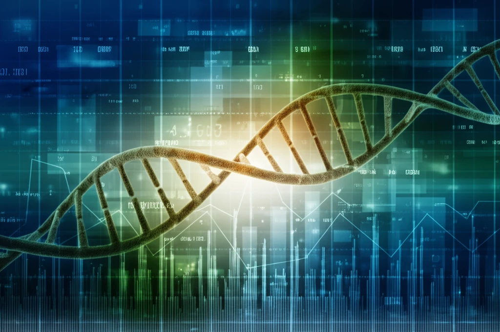 Surreal illustration of stock market DNA patterns