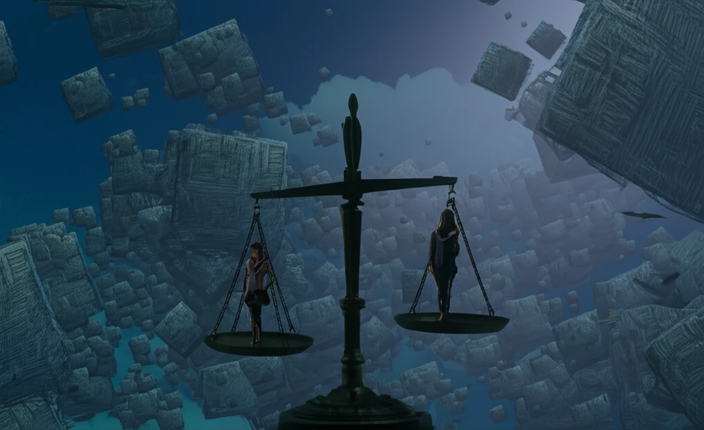 Balanced scales representing fair voting, with people and ballots symbolizing equitable representation.