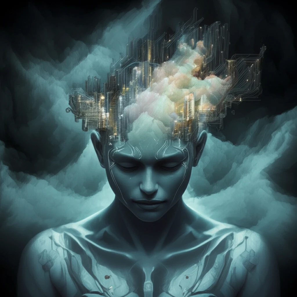 AI gently guiding a human mind, digital illustration