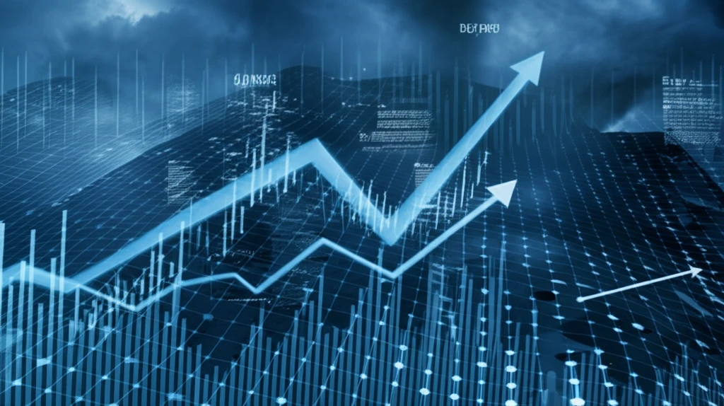Financial landscape with Pareto distribution symbolizing risk.