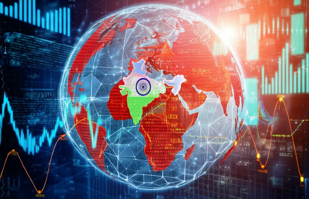 Global stock market network with India highlighted, representing volatility spillover during COVID-19.