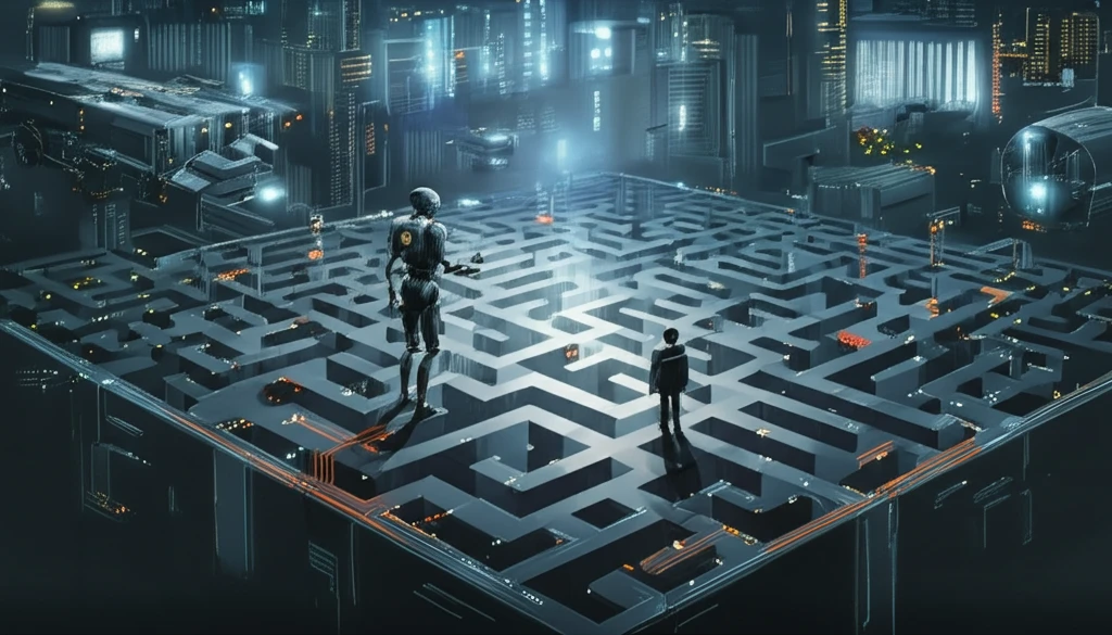 AI agent navigating a maze, representing structural learning.