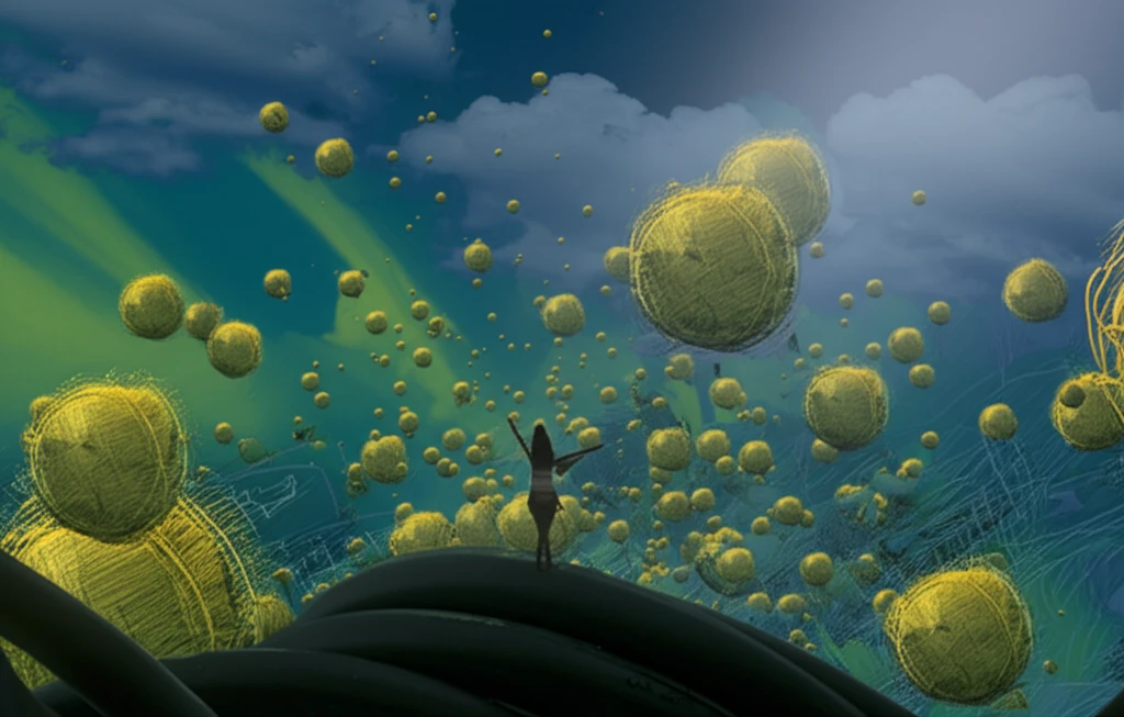 A person standing on a hilltop overlooking a vibrant landscape