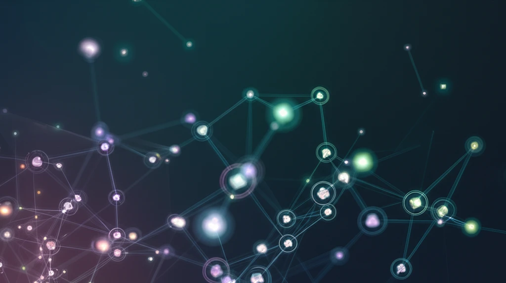 Interconnected network of nodes with glowing communication signals.