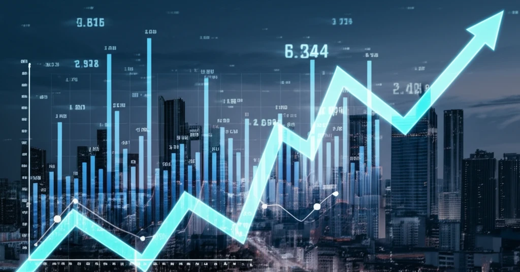 AI-powered futuristic skyline with economic data charts