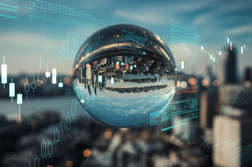 Crystal ball reflecting economic charts illustrating quantile factor analysis.