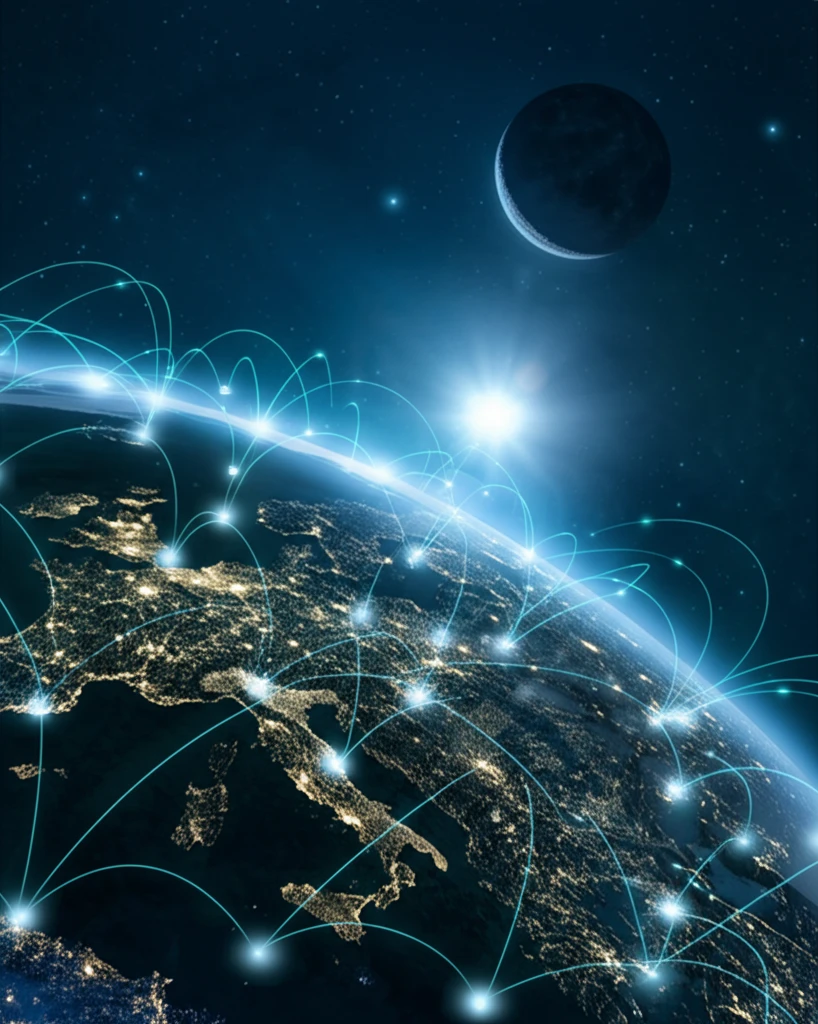 Global energy networks with flows of green energy.