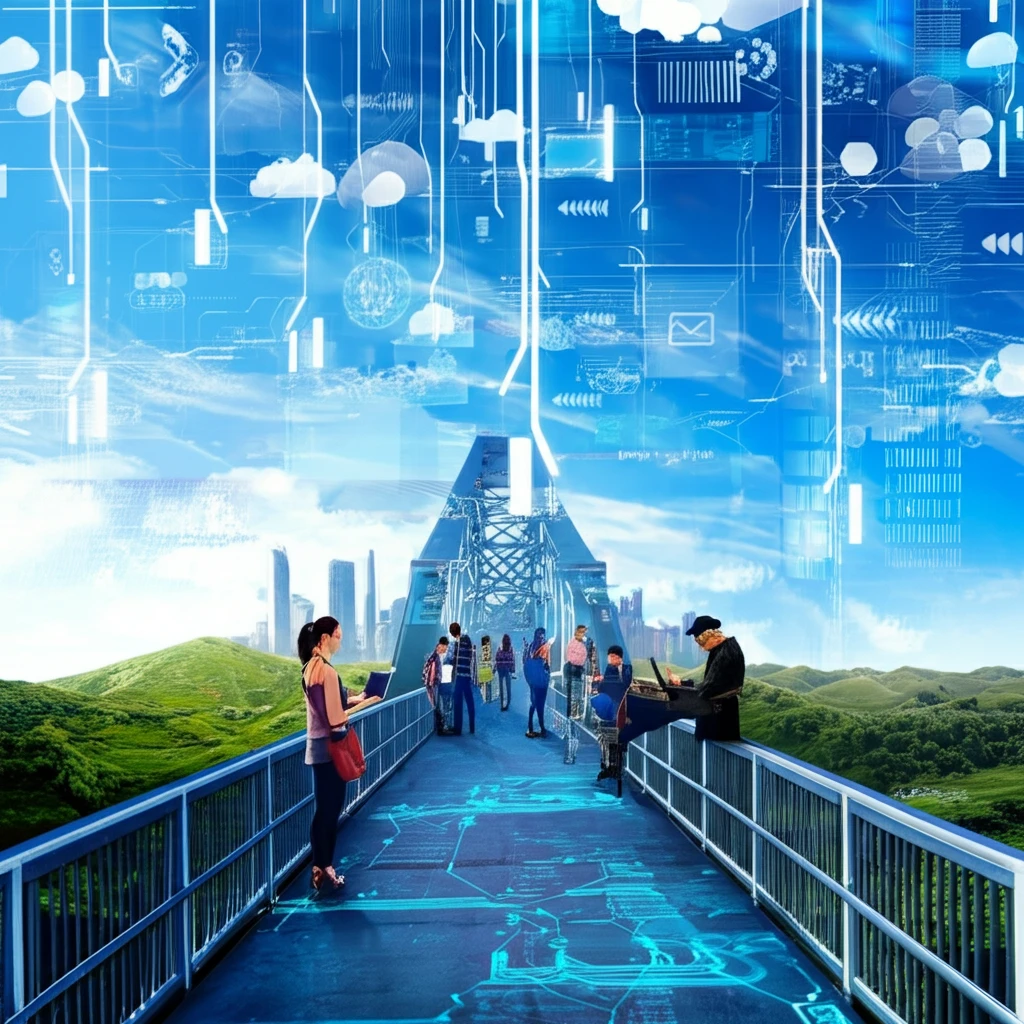 A digital bridge connecting urban and rural Canada, symbolizing digital inclusion.