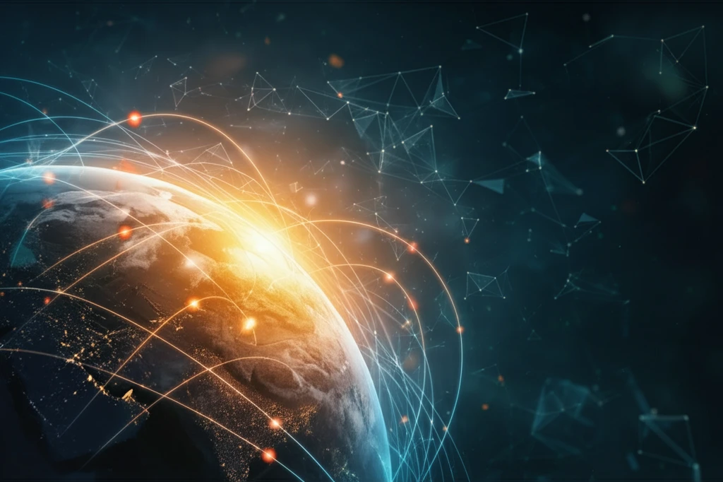 Data streams flowing across Earth, symbolizing climate data analysis.