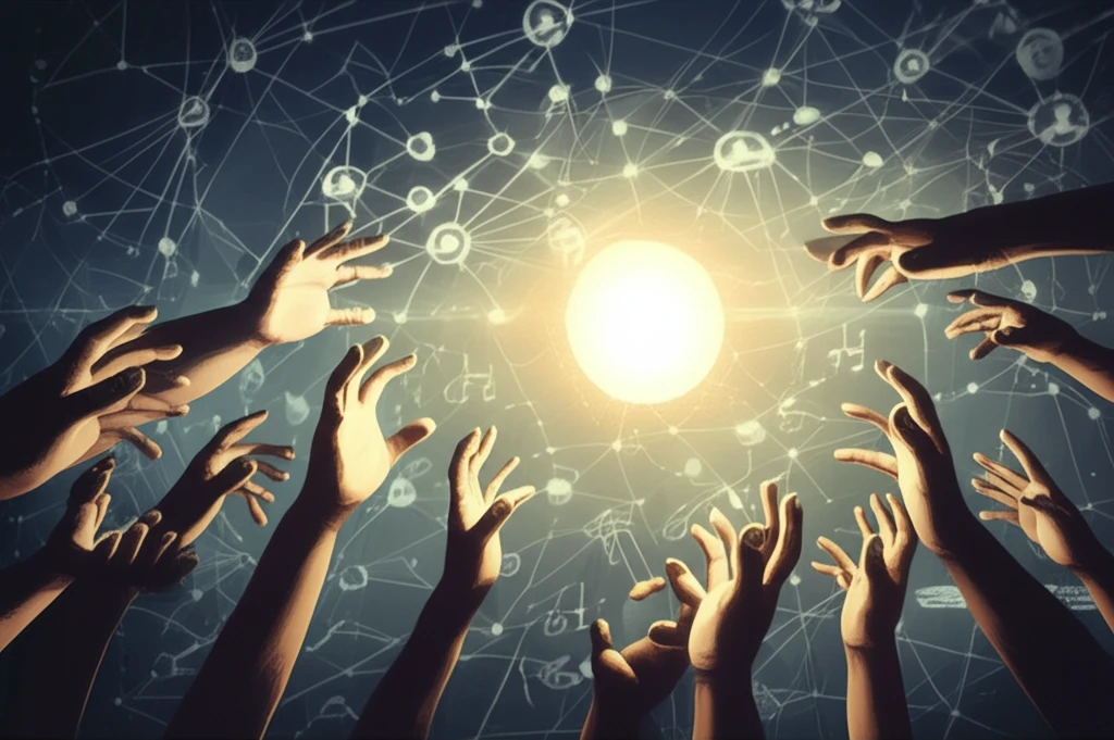 Hands reaching for a shared orb, symbolizing fair resource allocation.