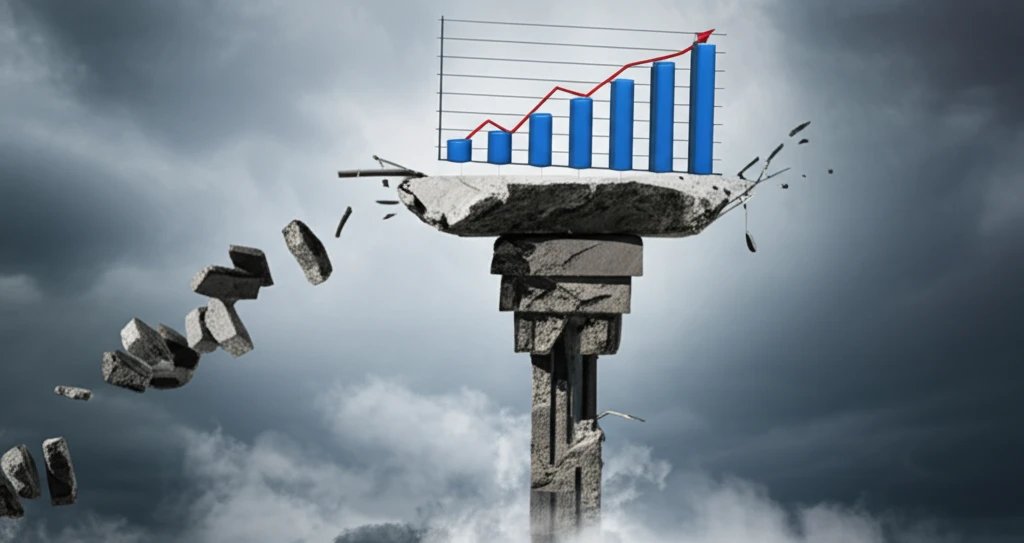 Illustration of a crumbling statistical bridge being supported by a single, strong pillar.