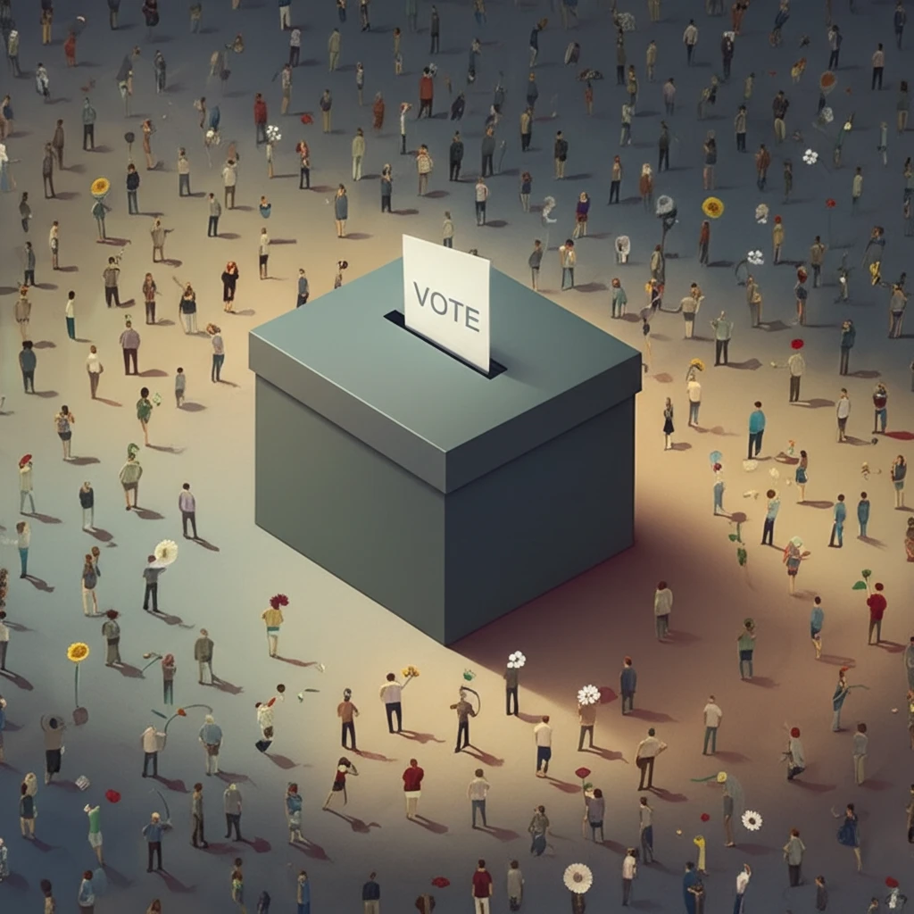 Surreal illustration symbolizing the challenges of fair and representative voting systems.