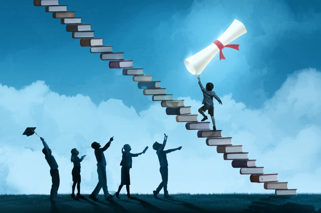 Uneven Educational Ladder: A child's climb to success is influenced by their family's background.