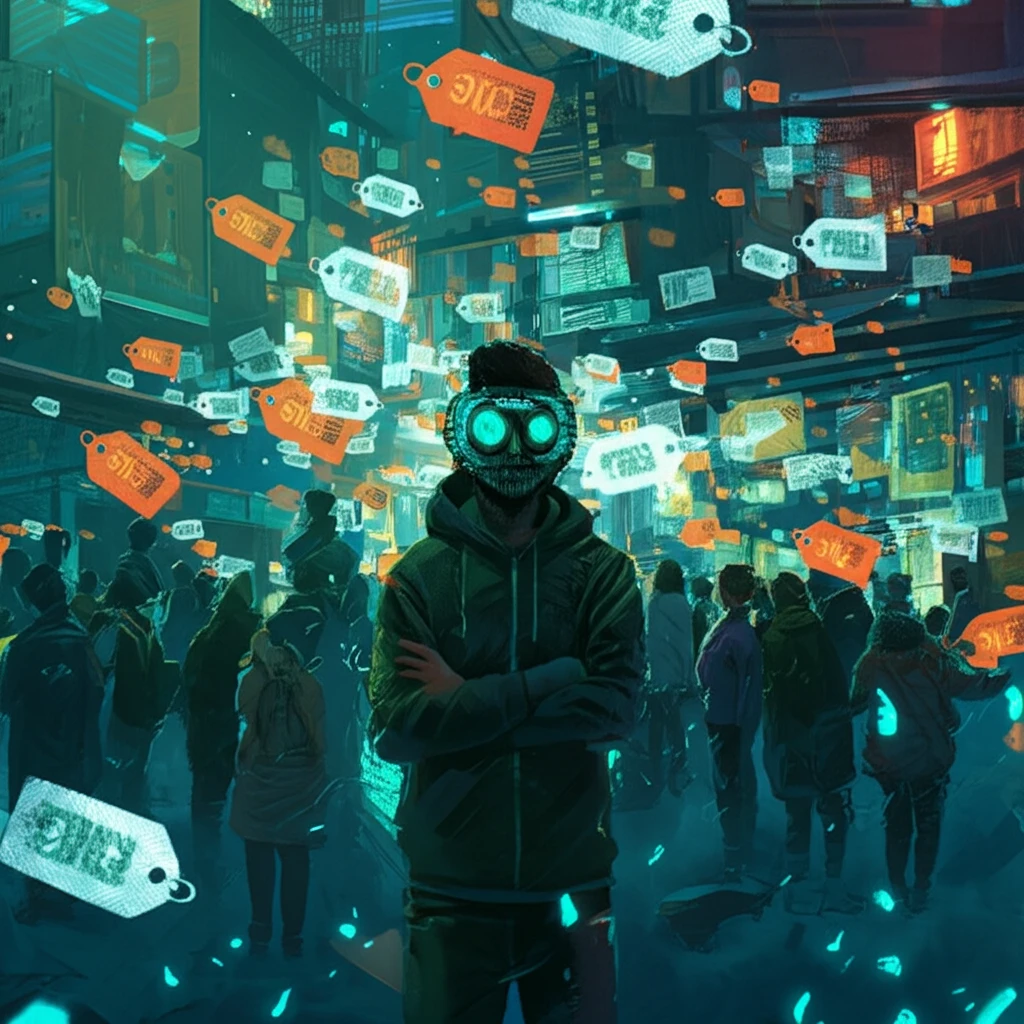 Person in digital mask navigating personalized pricing.