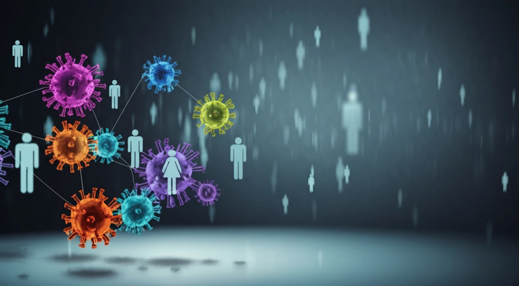 Interconnected social nodes with virus spread symbolizing homophily.