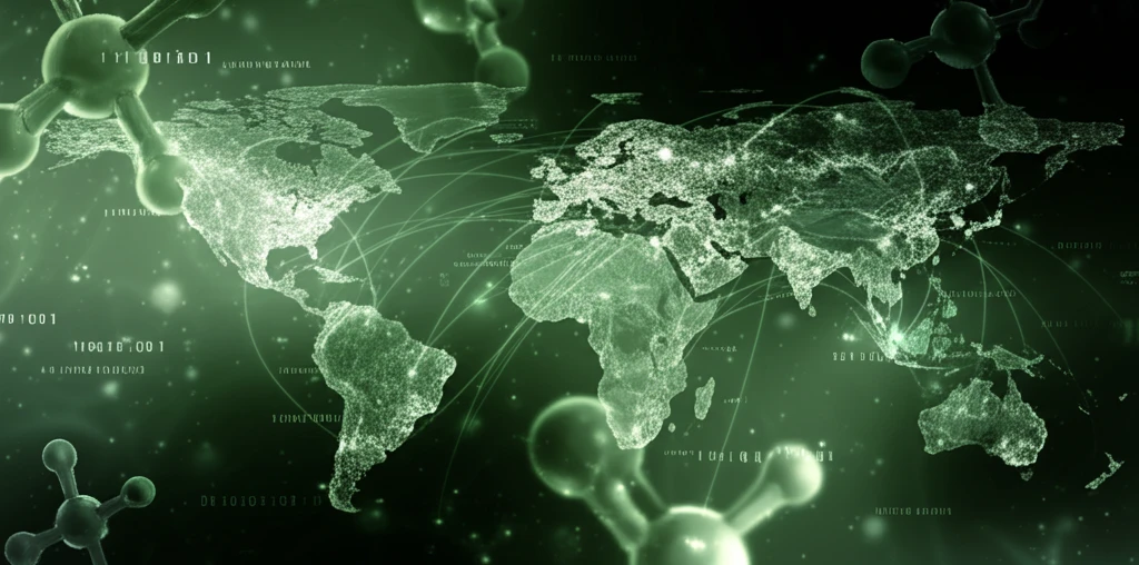 Global phosphate flows interwoven with a world map.
