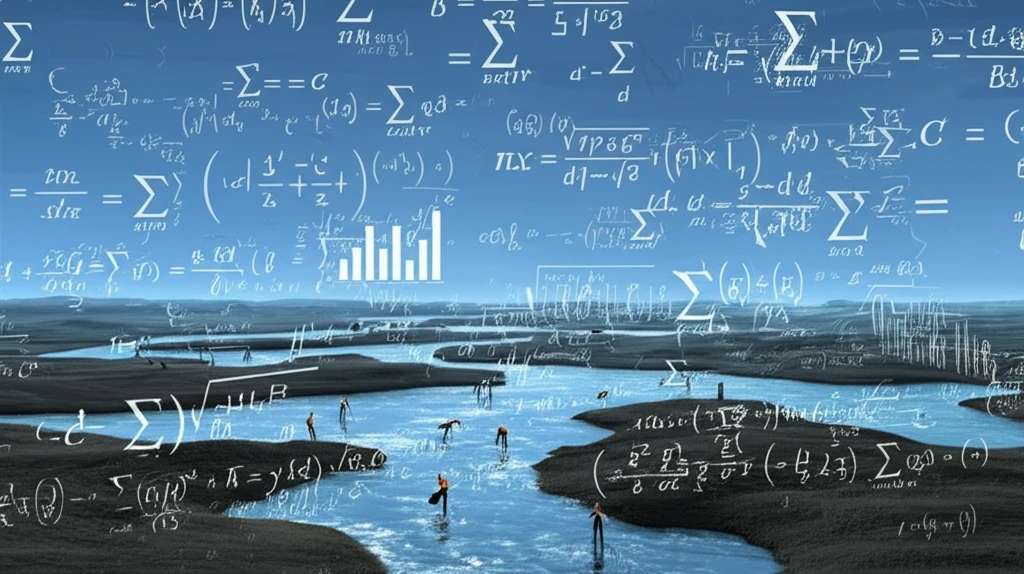 Surreal illustration of wealth distribution landscape.