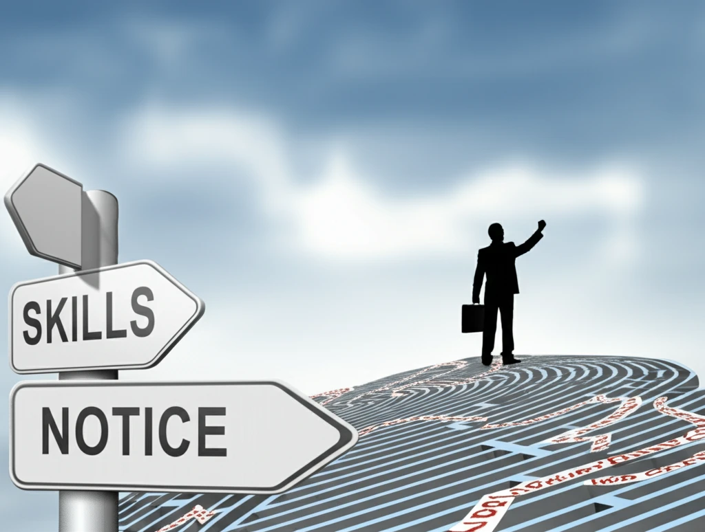 Person navigating a job market maze.