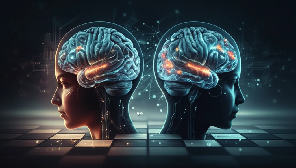 Interconnected brains symbolize reinforcement learning's influence on social interactions and decision-making in cooperative environments.