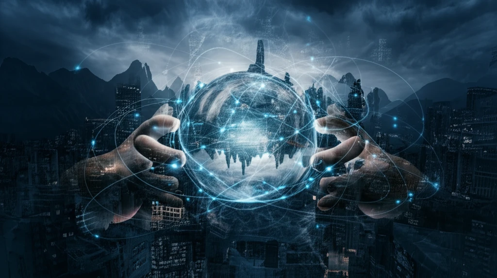 Data streams converging into a crystal ball, symbolizing accurate future predictions.