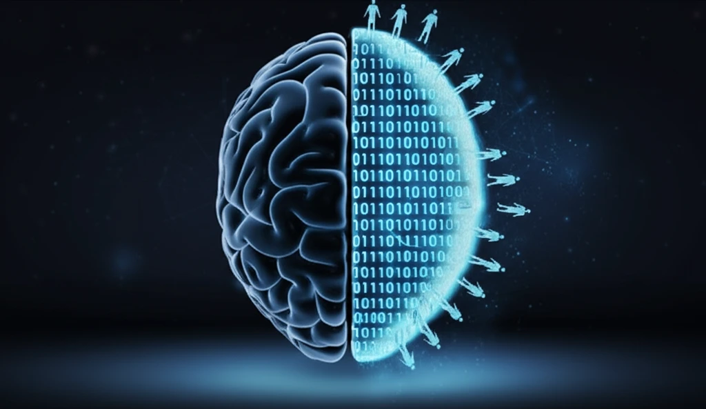 AI Brain vs Human Altruism: A depiction of the conflict between AI's predictive capabilities and the complexities of human behavior.