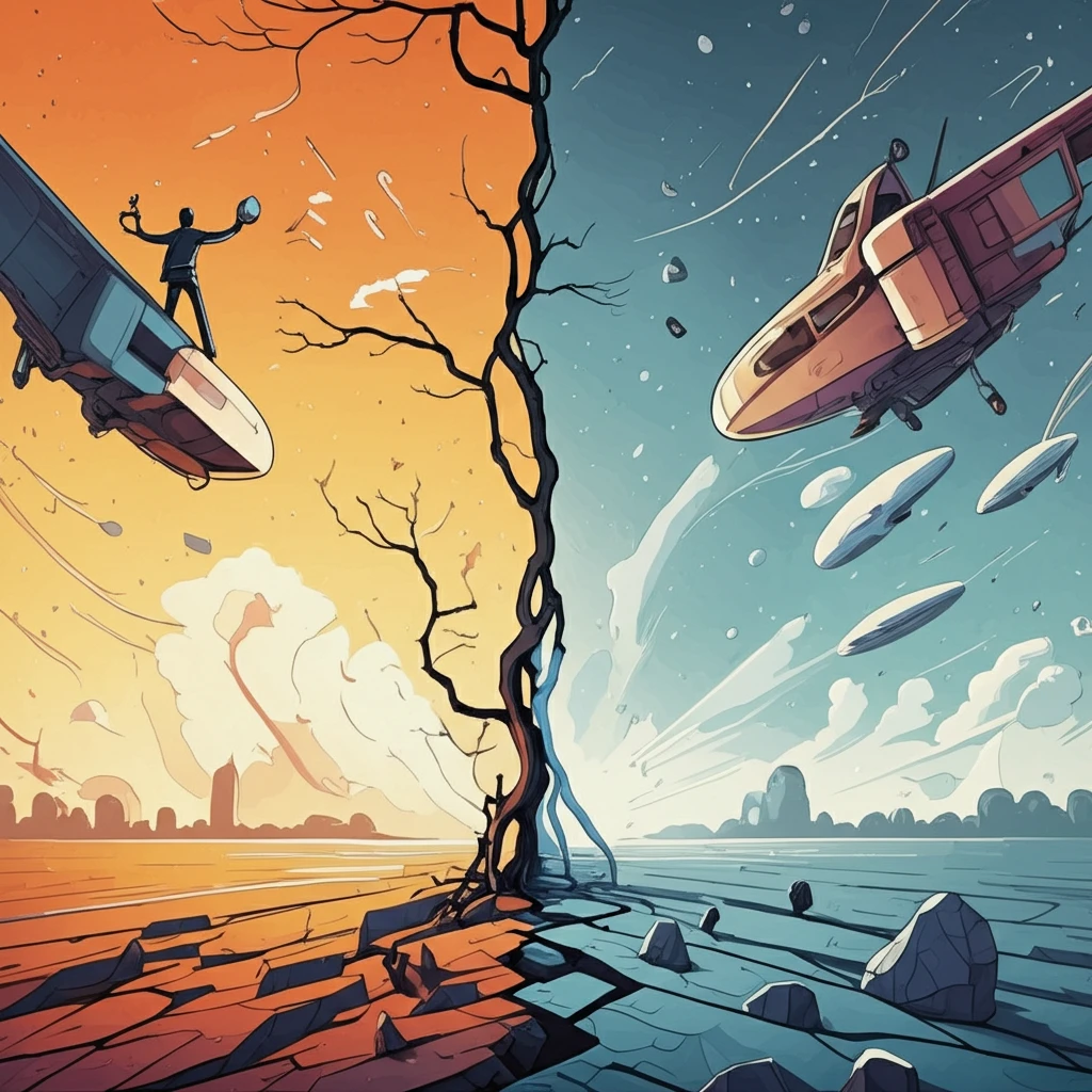 Surreal illustration of contrasting landscapes merging, representing diverse social choices.