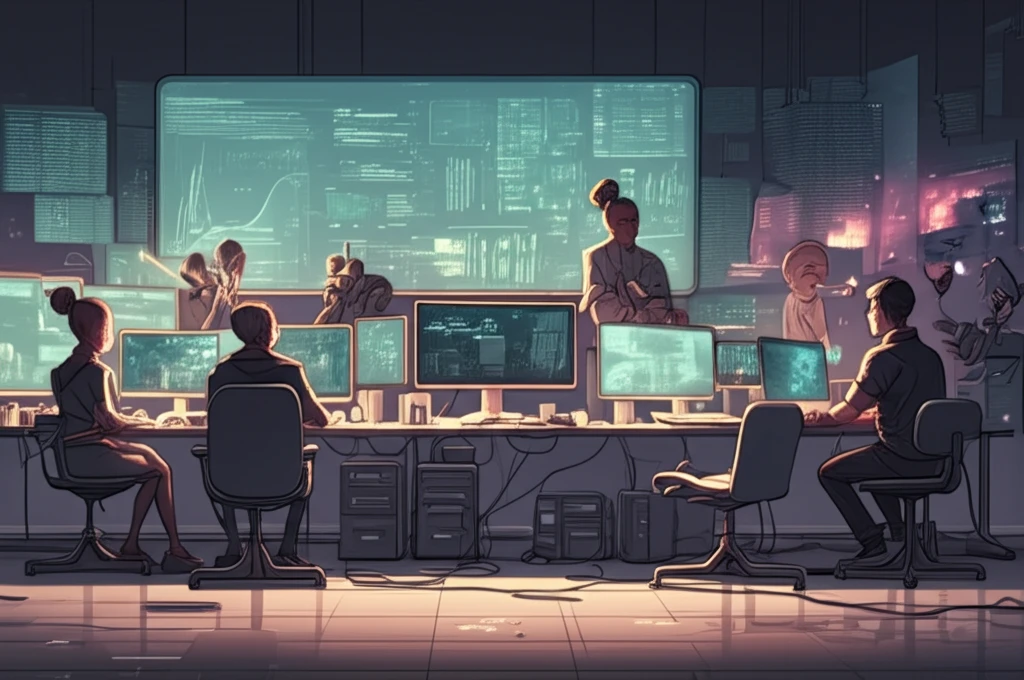 Diverse workforce collaborating in a high-tech office environment