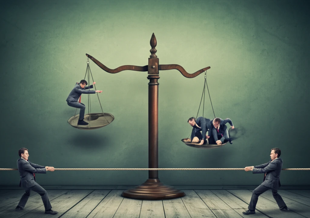 Surreal illustration of market competition challenges.