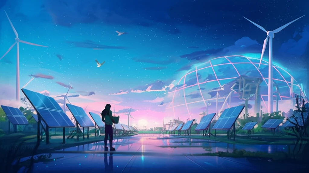 A thriving community powered by renewable energy sources.