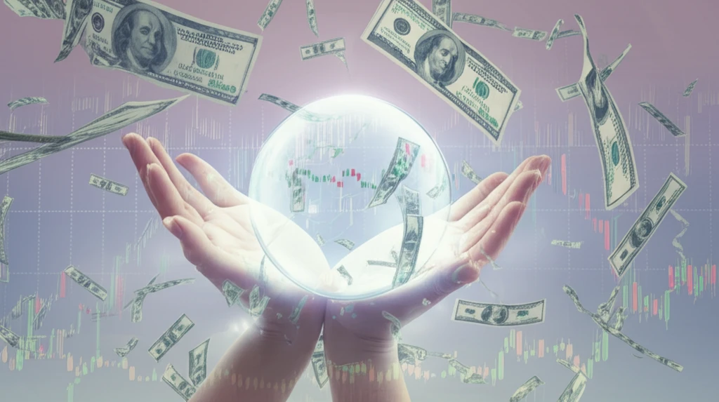 A person gazing into a crystal ball, symbolizing the influence of economic expectations on spending habits.