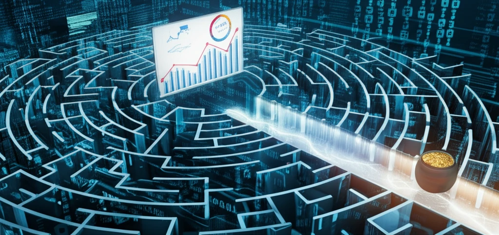 Data Labyrinth: A clear path through data streams leads to A/B testing success.