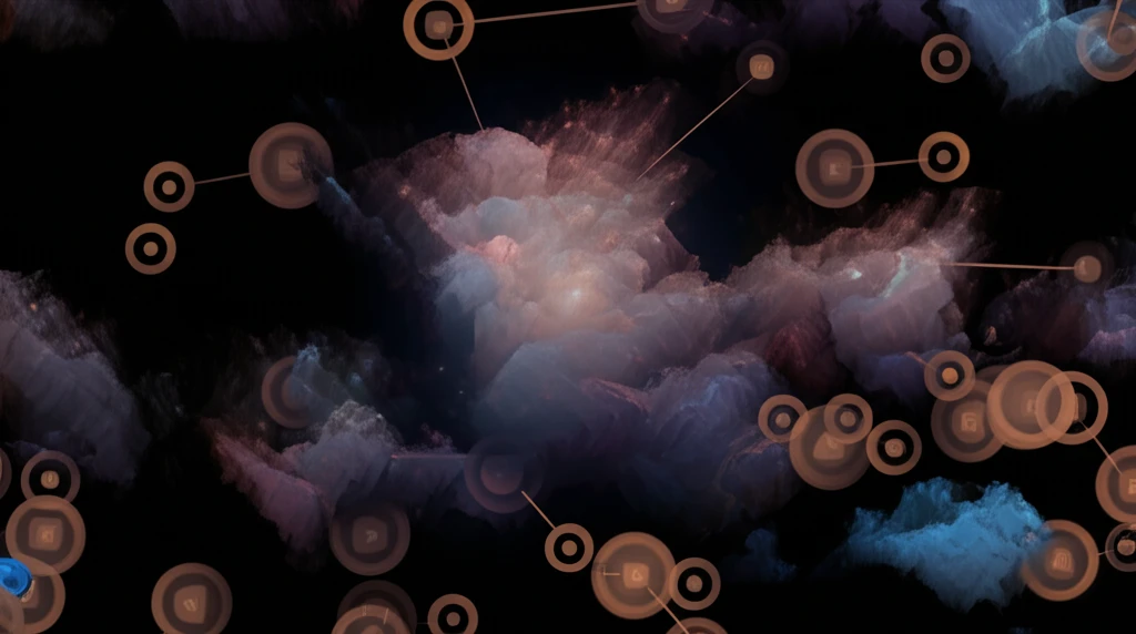 Surreal illustration of a complex AI network with nodes of varying brightness.