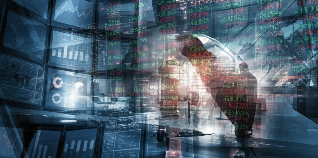 Chaotic stock market scene symbolizing unpredictable financial markets.