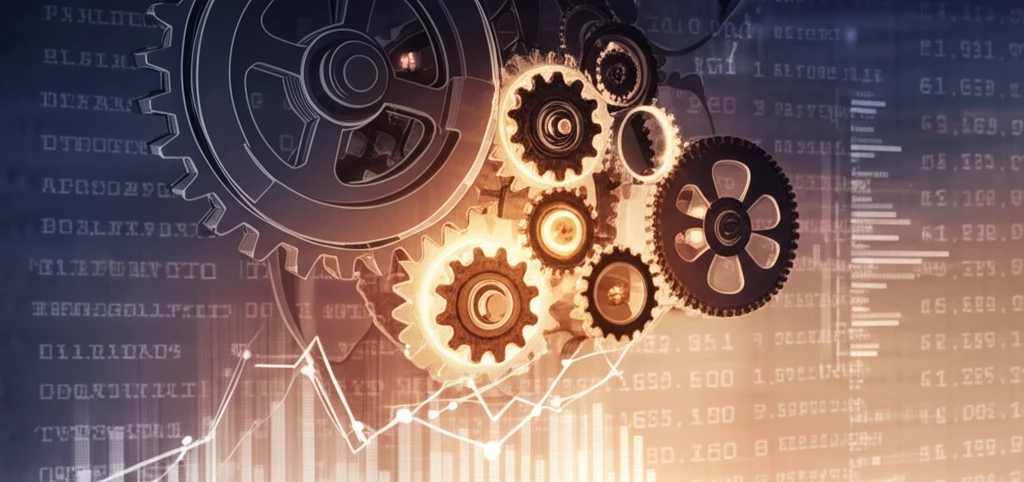 Complex gears turning representing instrumental variables.