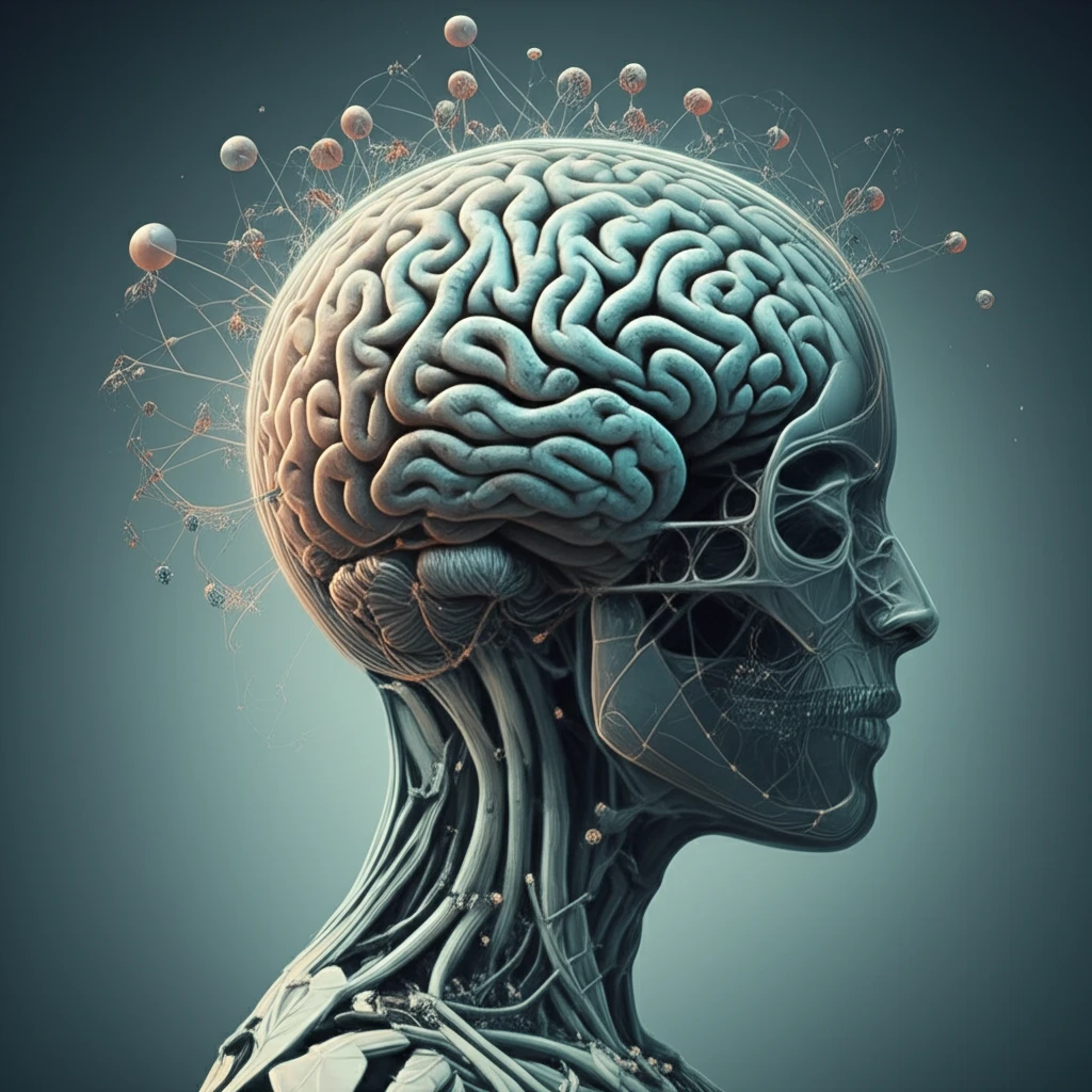 Brain with interconnected decision pathways.