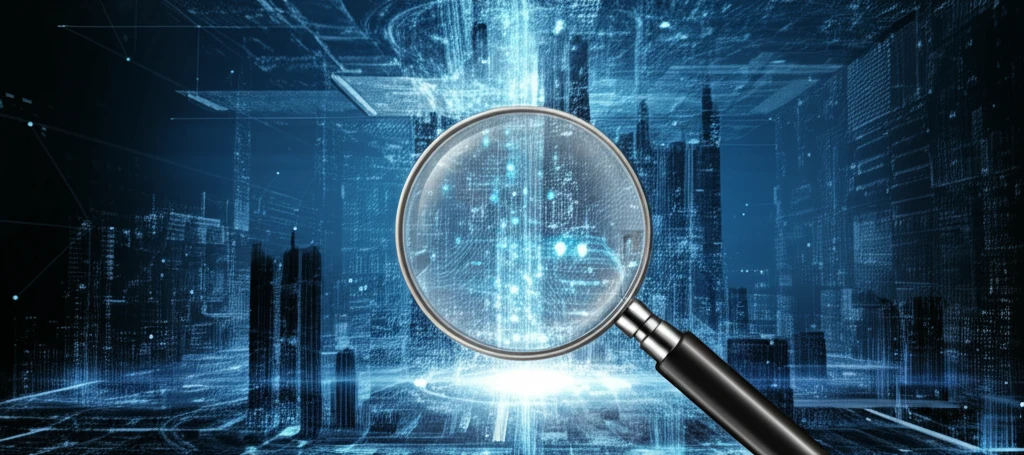Interconnected data streams forming a cityscape, highlighting data design.
