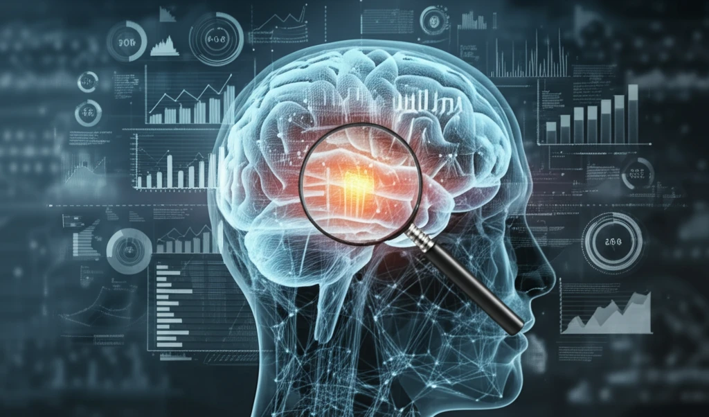 Brain composed of economic data with individuals making choices.
