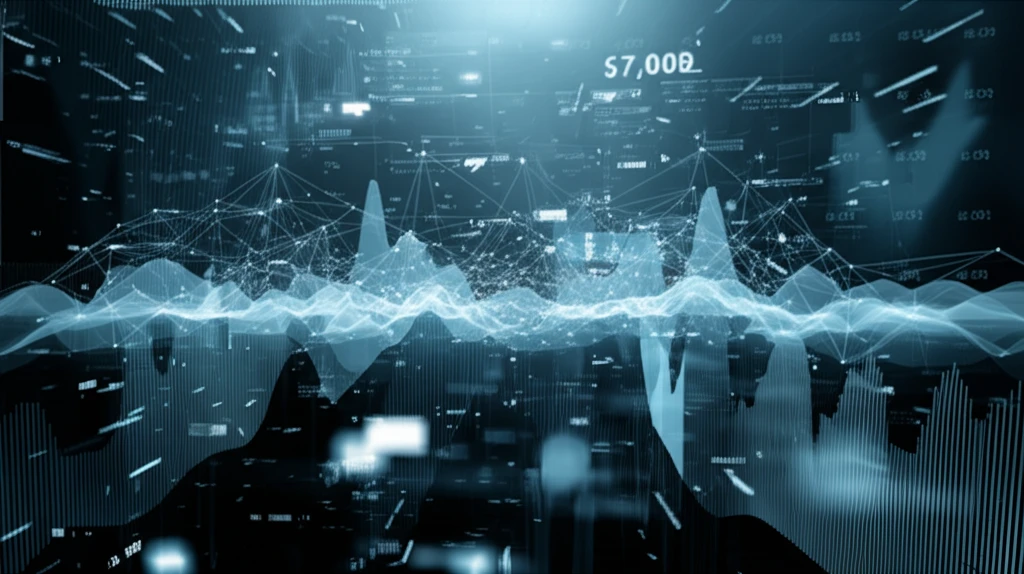 Surreal digital illustration of financial market with Bayesian filter applied.