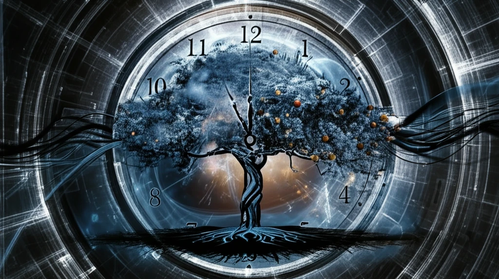 Time speeding forward with data streams forming a tree that bears fruit