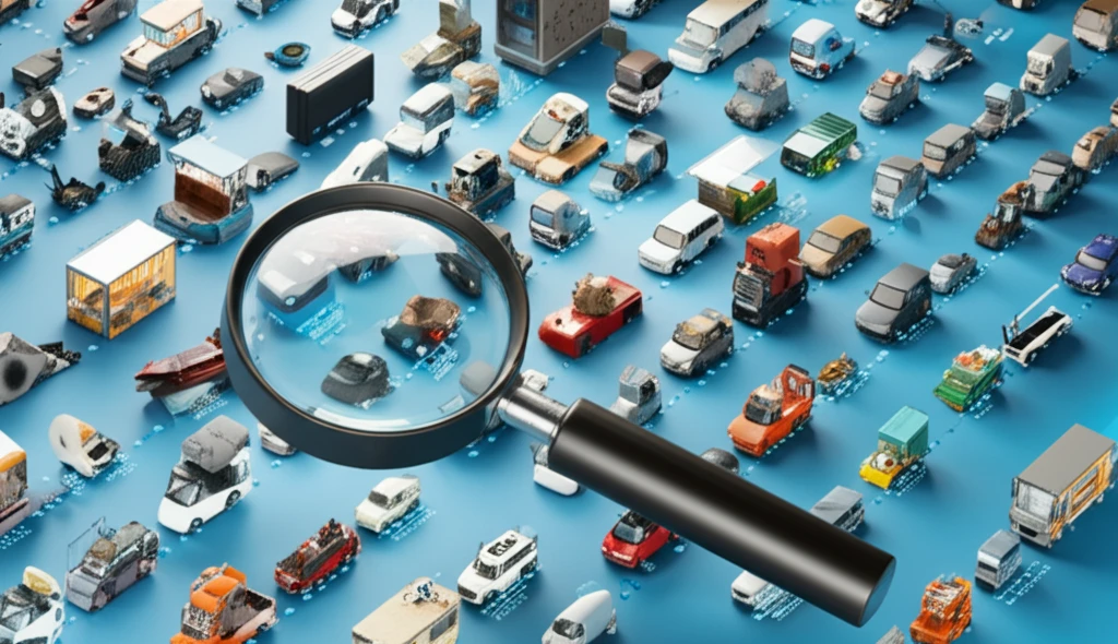 A complex network of diverse products symbolizing economic analysis.