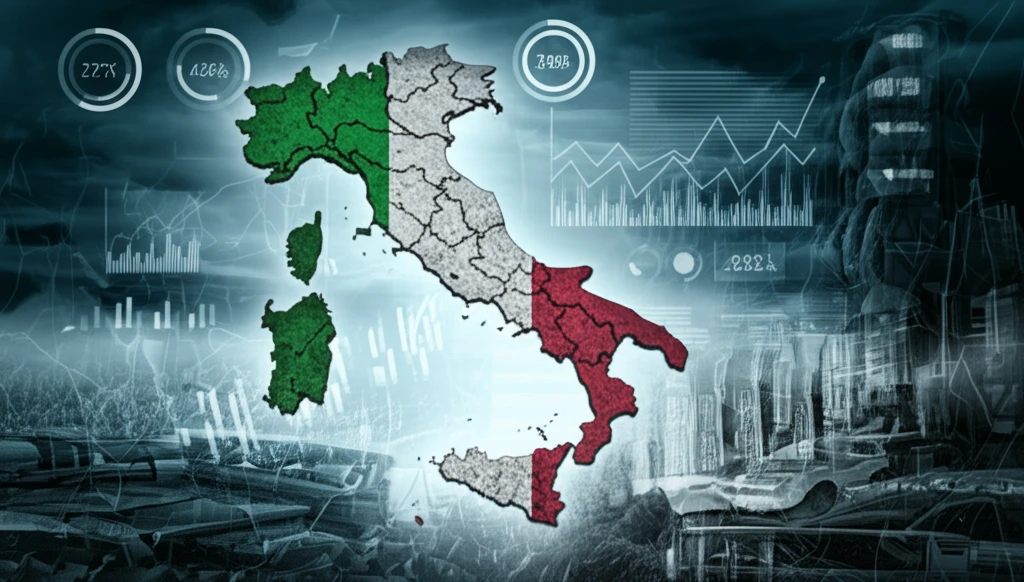 Surreal illustration of Italian wealth inequality.