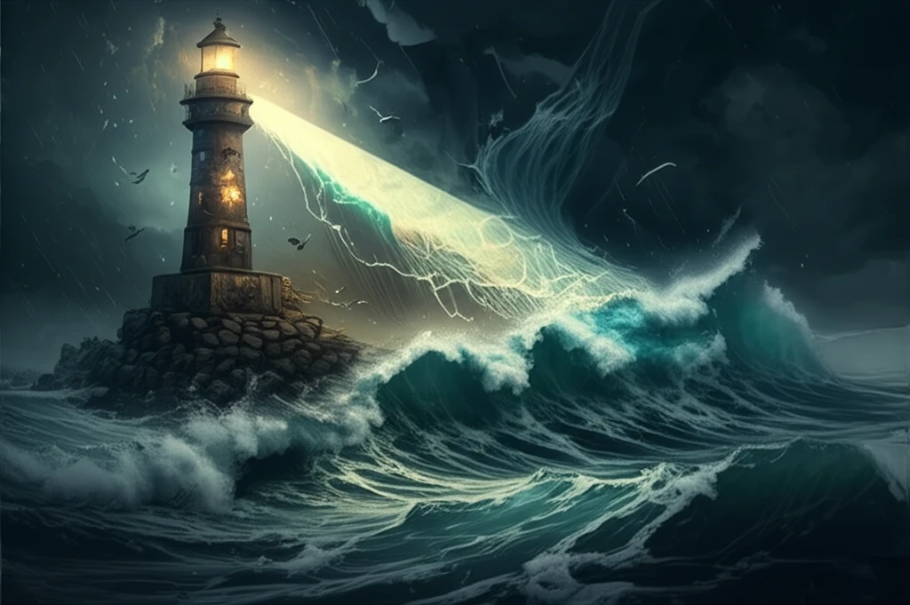 Stormy sea with lighthouse, symbolizing Local Fractional Bootstrap revealing hidden market patterns