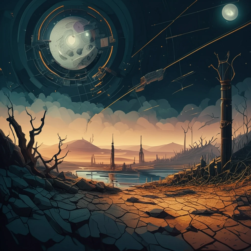 Surreal landscape illustrating wealth distribution.