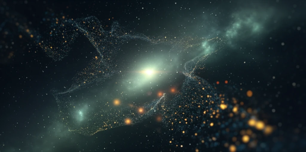 Stock market graph transforming into constellation, representing advanced financial modeling.