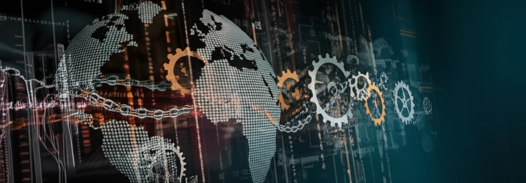 Illustration of a global production network showing dynamic adaptation in response to economic changes.
