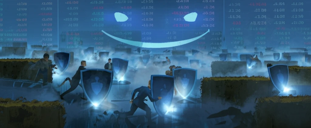 Surreal digital illustration of financial market volatility