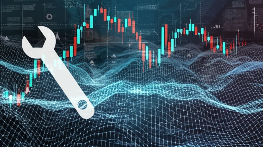 Surreal illustration of detrending process in time series analysis.