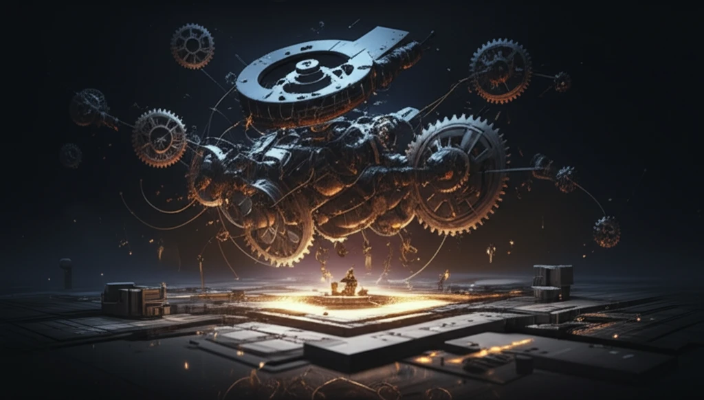 Interconnected gears forming a simple structure.