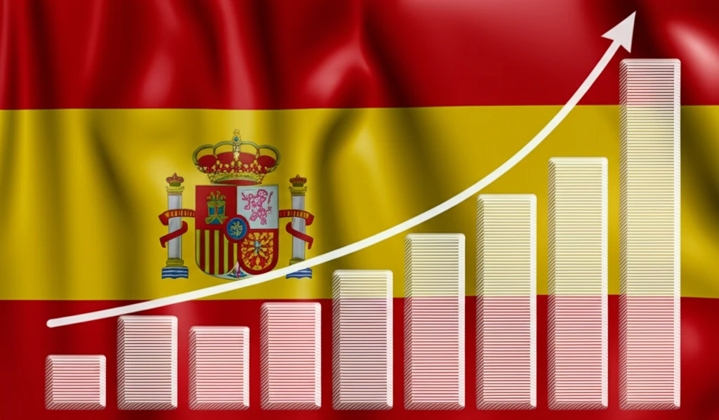 Surreal illustration of Spain's rising minimum wage and its impact on the economy.