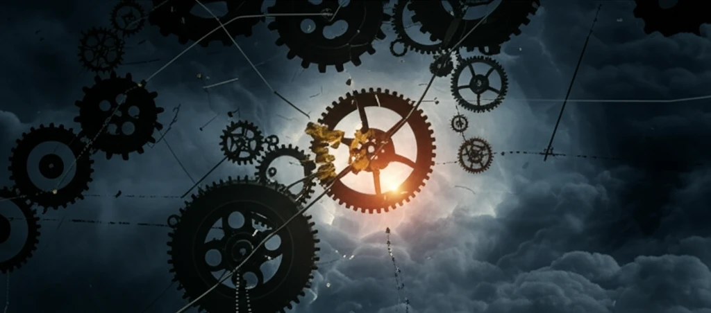 Interconnected gears symbolizing trust and distrust in society.